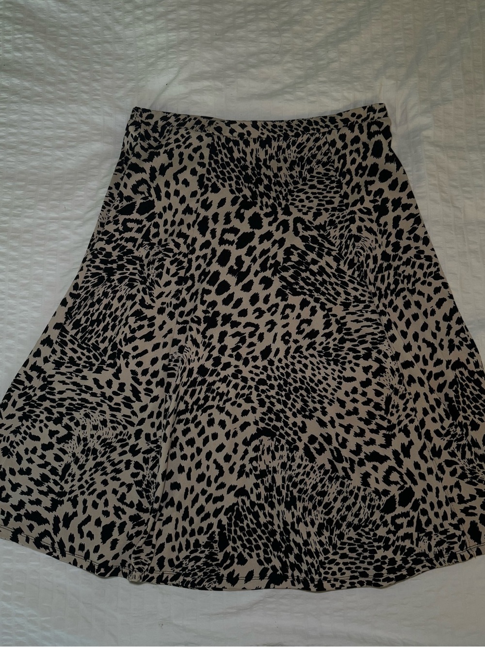 Jules & Leopold Beige and Black Animal Print A-Line Skirt